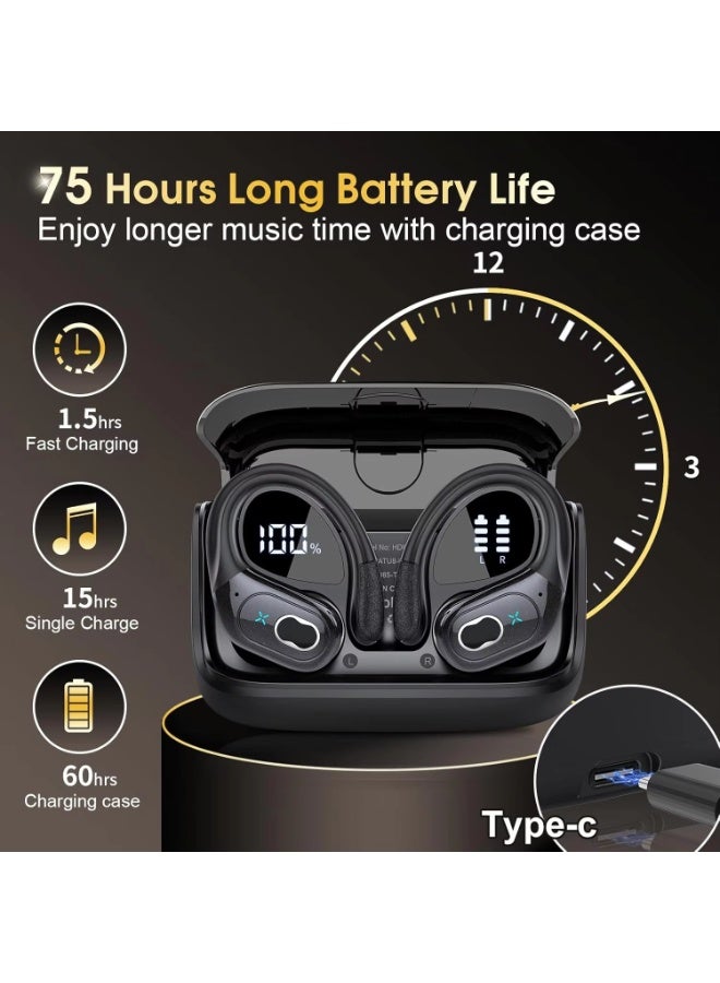 HD65 True Wireless Earbuds Bluetooth 5.3, ANC/ENC Noise Cancelling Headphones with LED Digital Display, 50H Long Playtime, IPX7 Waterproof, Deep Bass Stereo Sound for Sports, Workout, Gym - Image 5